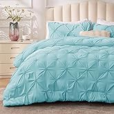 BEDELITE Macaron Blue Queen Comforter Set - 3 Pieces Boho Pintuck Bedding Comforter Sets, Lightweight Soft & Warm Bed Comforter Queen with 2 Pillowcases for All Season