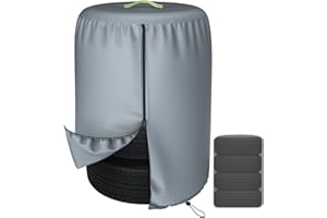 TUSZOM Durable 600D Tire Storage Bag,Large Tyre Dust Protective Cover with Waterproof Zipper, Spare Stack Storage Tire Cover for Indoor/Outdoor Use,Universal Fits Trucks,SUV,Jeep,Car,Trailer,RV,Camper Wheels