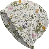 Vintage Wild flowers Herb Floral Beanie Hat Slouchy Cap Warm Cancer Headwear Stretch Knitted Hats For Women Men