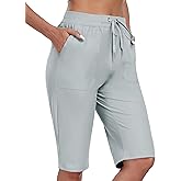 MoFiz Womens 13" Knee Length Hiking Shorts Quick Dry Water Resistant Athletic Travel Golf Bermuda Shorts with 3 Pockets