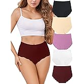 GREENBAA Seamless High Waisted Underwear for Women No Show Wave Edge Panties Briefs 5 Pack