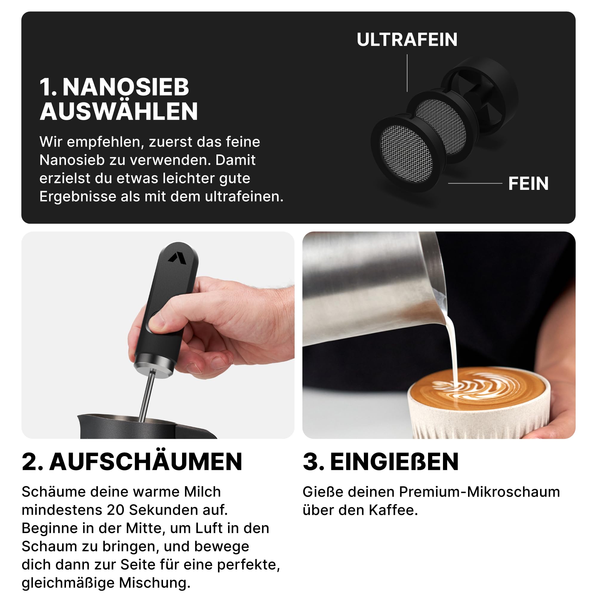 Subminimal NanoFoamer Lithium Hand Milchschäumer | Mikro geschäumte Milch für Premium Barista-Style Kaffeegetränke | Wiederaufladbarer Milchaufschäumer Cappuccino, Latte, Heiße Schokoladen und mehr 5
