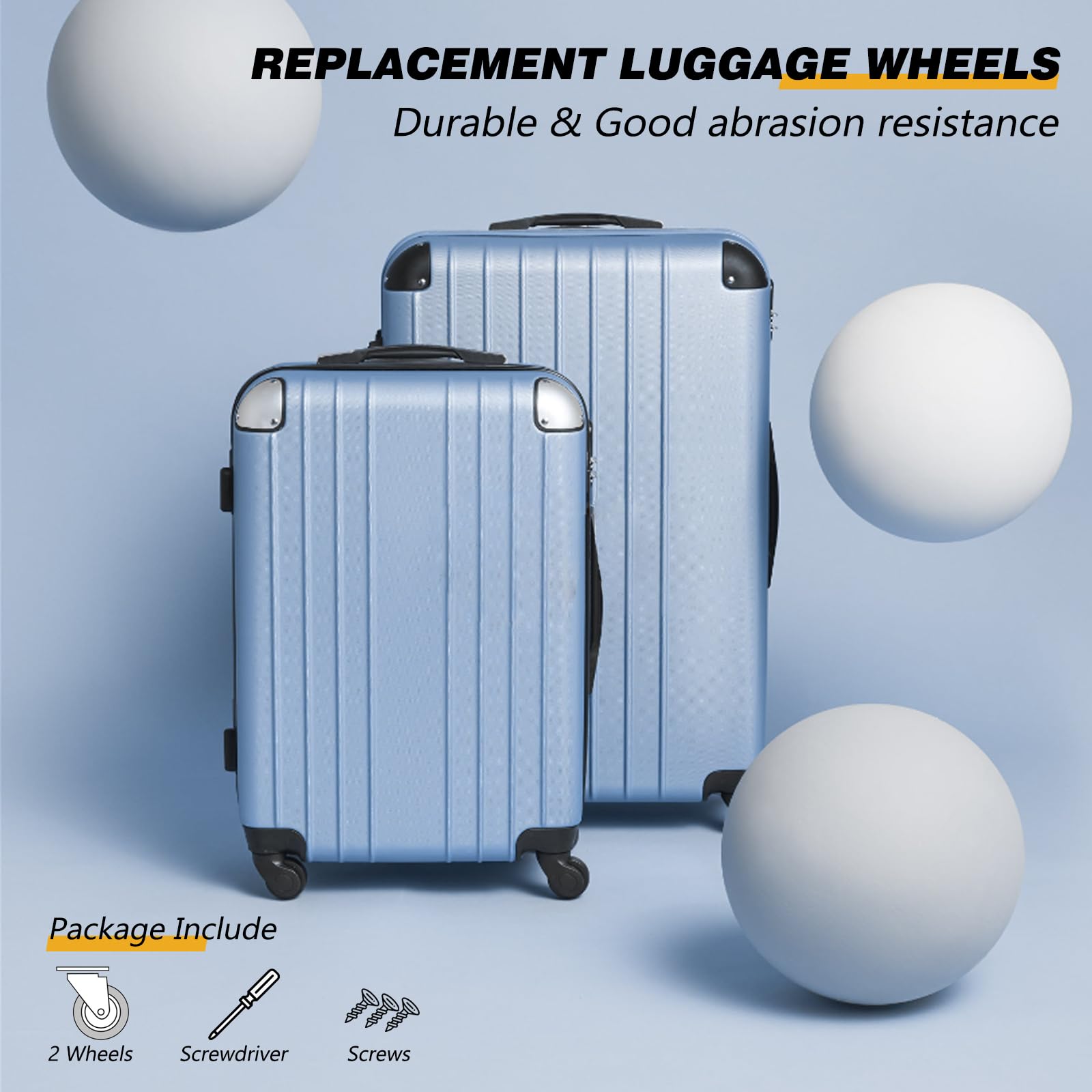 Tobeso-Nuoze Luggage Wheels Replacement for Suitcase, Replacement Luggage Wheel Repair Suitcase Bag Parts Spinner Casters (W041-S-a Pair 2 Pcs)