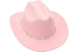 MivBuks Kids Cowboy Hat for Girls Boys Western Cowgirl Hat for Kid with Buckle Belt Unisex Wide Brim Fedora Hat