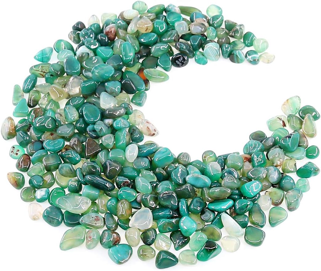 Vase Fillers - Hilitchi Green Agate Stone Tumbled Stones for Plants Cacti & Succulents Bedding, Vase Filler, Landscape Bottom Decoration (About 1lb(455g)/Bag)