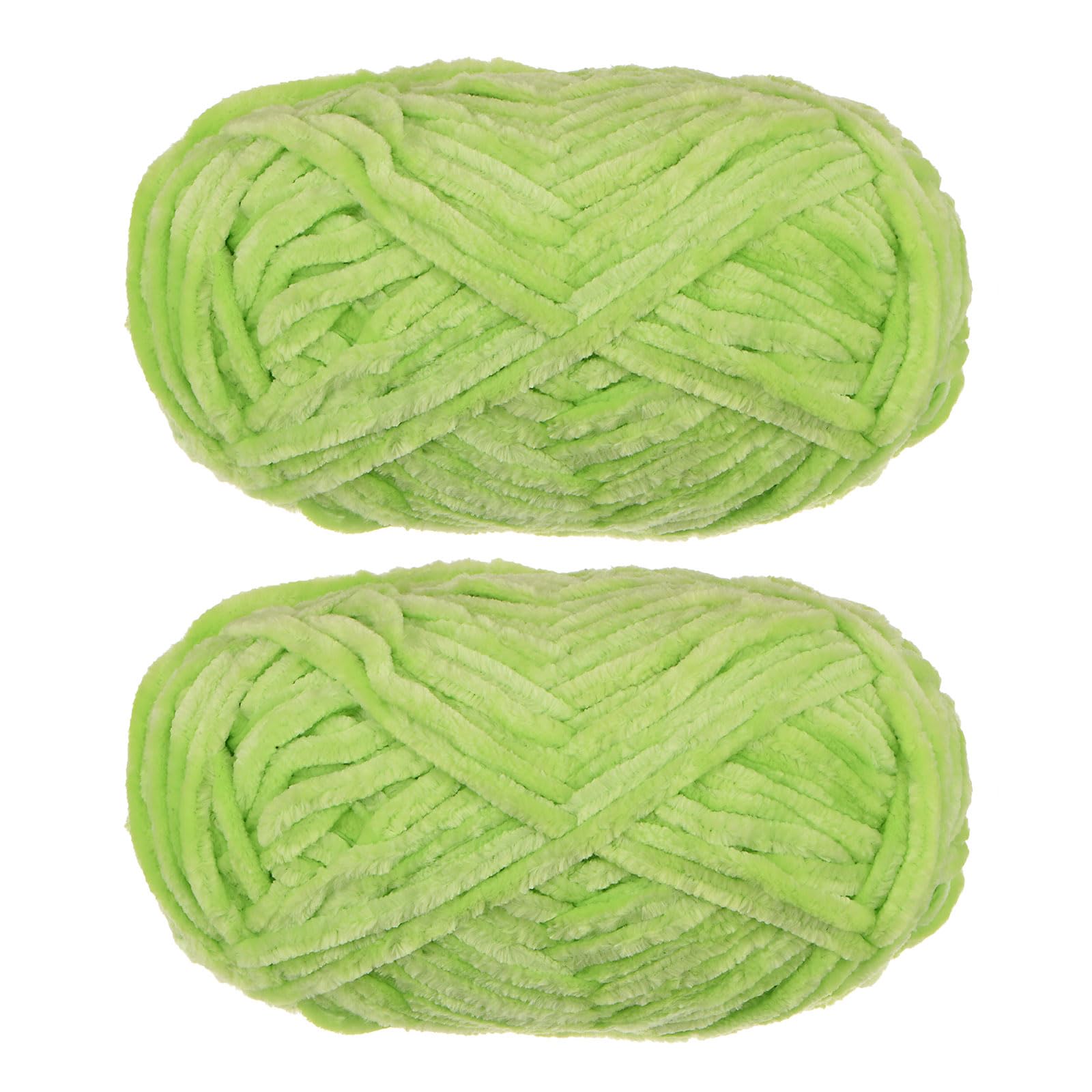 uxcell 2Skeins Velvet Chenille Yarn 2x100g/7.1oz 174 Yards Total Length #6 Super Bulky Polyester Soft Blanket for Knitting Weaving Bag Scarf, Green