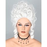 Lucoacos White18th Century Colonial Wig for Adult Women Victorian Queen Cosplay Wig