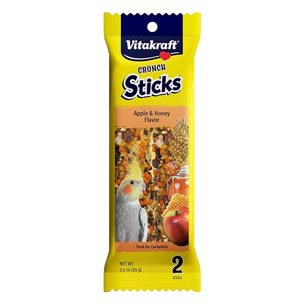 VITAKRAFT CRUNCH STICKS COCKATIEL TREAT – APPLE AND HONEY – PET BIRD TREAT TOY