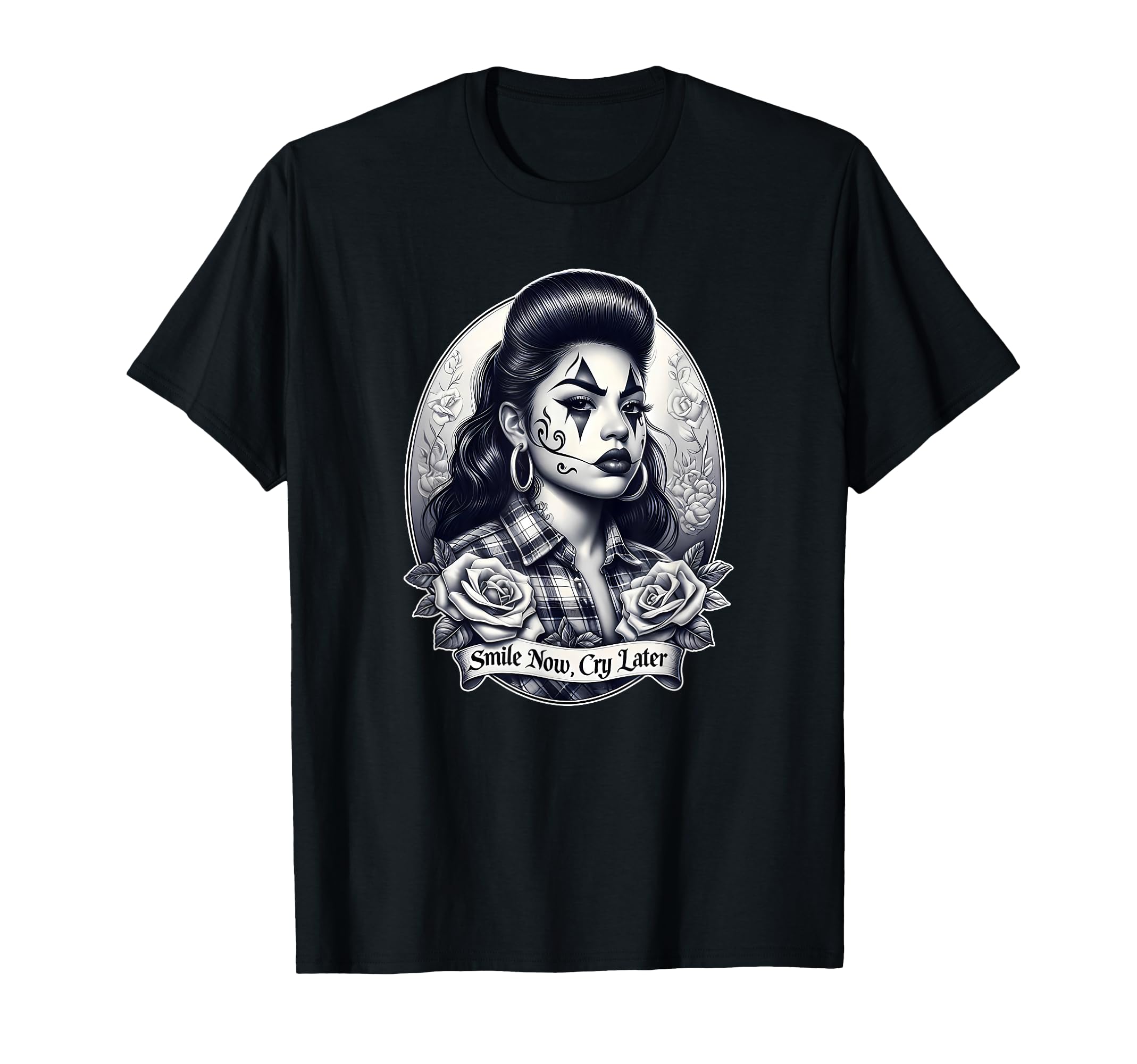 Photo 1 of SMILE NOW CRY LATER Camisa Chicana Chicano Tattoo Art Chola T-Shirt