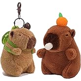 Teemotutu 2PCS Capybara Plush Keychain Cute Capybara with Strawberry Pink Capybara Soft Plush Keychain Gift