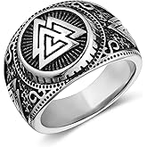 HZMAN Norse Viking Valknut Ring for Men Stainless Steel Vintage Odin Symbol Warrior Amulet Ring