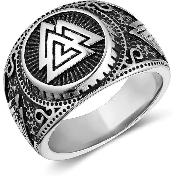 Gungneer Viking Compass Vegvisir Ring - Stainless Steel 18K Gold Plated Norse Pagan Jewelry For Men & Women - View #2