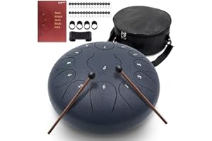 BURNING&LIN Steel Tongue Drum 13 Notes 12 Inches Tongue Drum Handpan Drum Percussion for Meditation Yoga Musical Education Best Gift for Adult& Kids