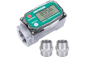 GRYVOZE 1 Inch Digital Turbine Fuel Flow Meter, 2.6-26 GPM Inline NPT Thread Flowmeter with 1 in NPT Male for Water, Diesel, 