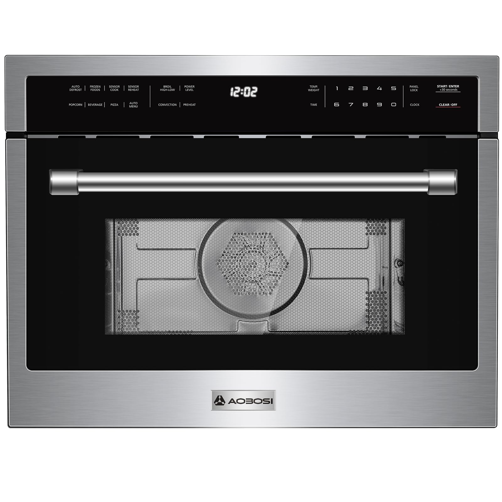 AAOBOSI 24 Inch Built in Microwave Convection Oven,1.6 Cu.Ft Wall Microwave Ovens Air Fryer Combos(upgraded), 1000Watt Power Sensor&Auto Cook, 12 Cooking Modes, Drop Down Door,Stainless Steel