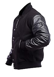 Mens Varsity Bomber Jacket - Black School Teen