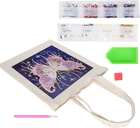 Amazon ダイヤモンドペインティングトートバッグ ポータブルラインストーンペインティングバッグ多目的diyキャンバスバッグ外出用ショッピングのための家庭用学校用ダイヤモンドペインティングバッグ 012 ロボット 子ども向けフィギュア ホビー