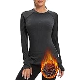 Soneven Women Fleece Thermal Long Sleeve Running Shirt Workout Tops Moisture Wicking Athletic Shirts with Thumb Holes