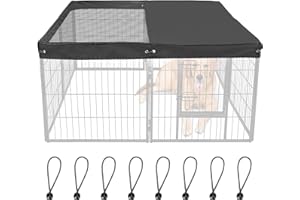 Colewin Dog Playpen Cover,Top Dog Pen Cover for 47in 4 Panels Play Pen,Escape-Proof Playpen Covers Indoor/Outdoor(Black, with Half Mesh)(Playpen Not Included)