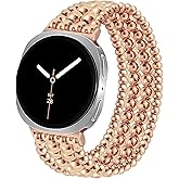 Dressy Beaded Bracelet Compatible with Samsung Galaxy Watch 8 Band 40mm 44mm/8 Classic 46 mm Women, Fashion Cute Strechy Stainless Steel Beads Strap for Galaxy Watch 8