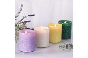 LETINE 12 oz Scented Candle Gift Set (Pack of 4) - Vanilla, Citronella, Lemon & Lavender Soy Wax Candles for Women, 24H Burn Time Each, All-Natural Birthday & Valentine's Day Gifts for Mom & Girl