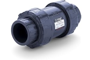 HYDROSEAL Sharkfellow 1’’ PVC True Union Ball Check Valve with Full Port, ASTM F1970, with EPDM Seals, Corrosion-Free, Service Free, Rated at 200 PSI @73F, Gray, 1 inch Socket (1'')