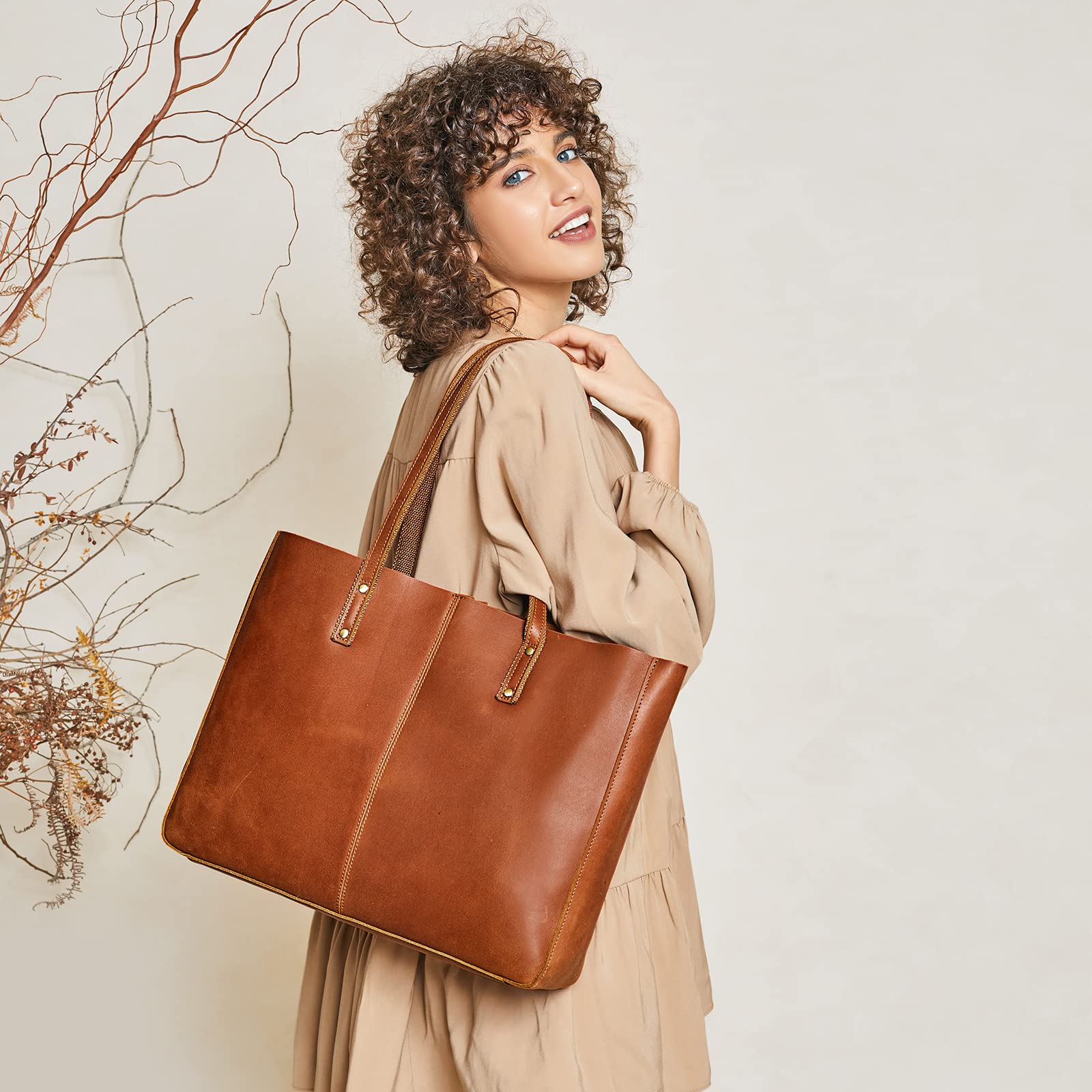 Genuine Leather Shoulder Tote