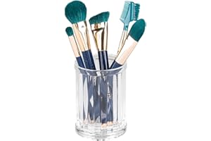 INTERDESIGN iDesign Alston Plastic Tumbler Cup, Holder for Makeup Brushes, Toothbrushes, Glasses, Brushes on Bathroom, Vanity Countertops, College Dorm, Bedroom Desks, 2.8" x 2.8" x 3.9" - Clear