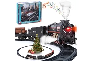 Electric Train Set with Smoke, Sound and Lights, Track Toy for Toddlers and Kids, Birthday Gift for Boys and Girls
