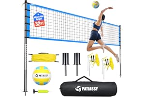 Patiassy Portable Volleyball Net Set for Backyard, Beach & Outdoor - Regulation Size, Height-Adjustable Poles, PU Volleyball with Pump, Carrying Bag