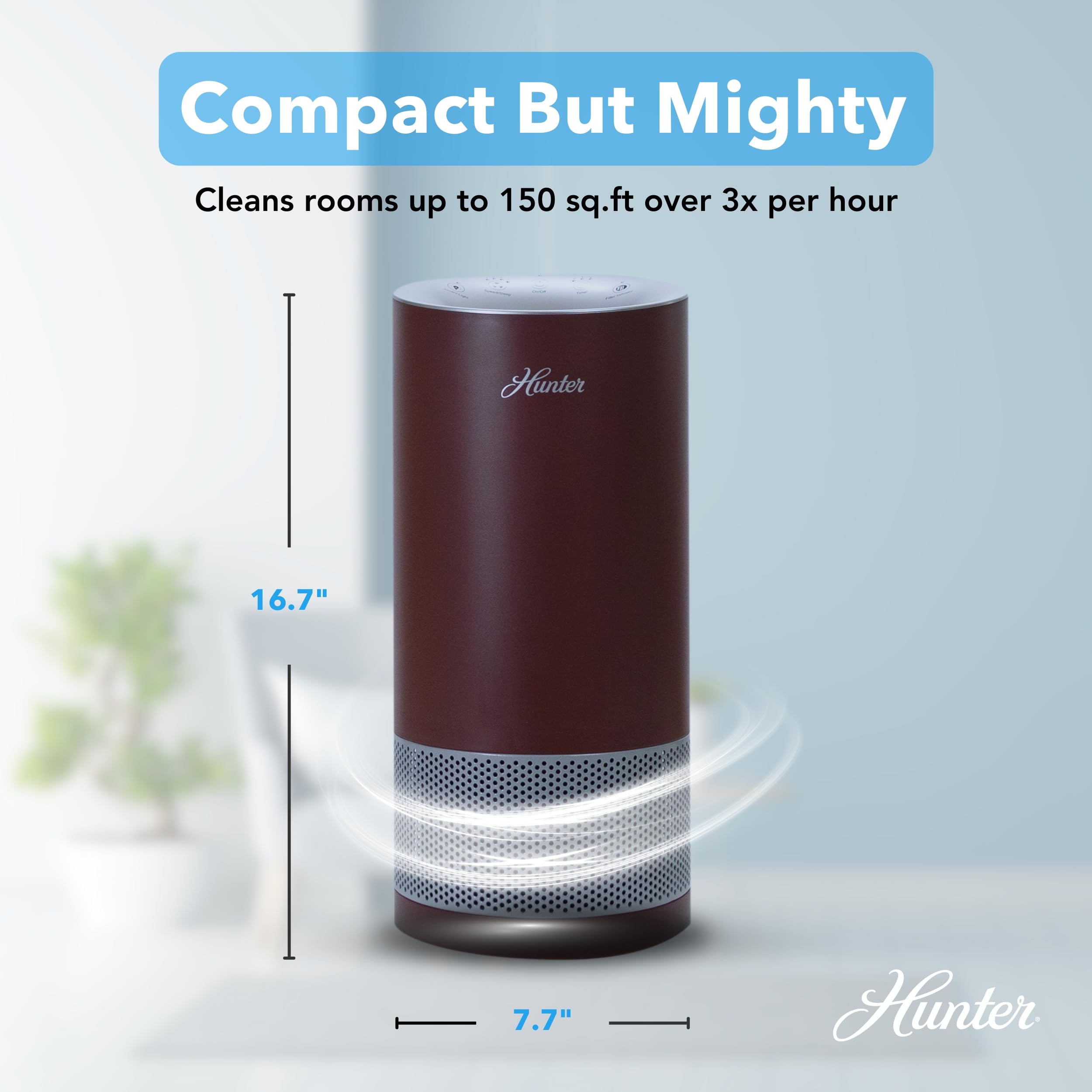 Hunter Fan Company HP450UV True HEPA UVC Light Technology Air Purifier, Small, White