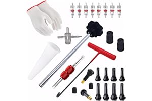 CZRWJXW Valve Stem & Core Removal Replacement Tool Kit,Tire Valve Stem Installation Tool without Tire Removal, 2-in-1 Valve Stem Caps & Core Wrench,With 5 TR413/5 TR414, for Cars Motorcycles Lawn Mowers ATVs