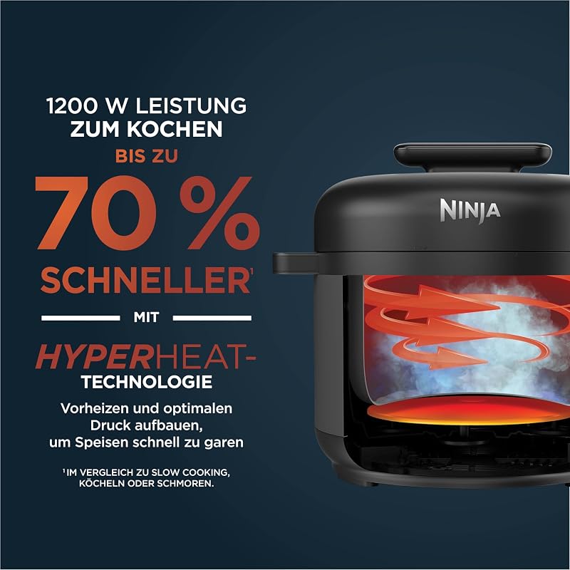 HyperHeat 9-in-1 Schnellkochtopf & Reiskocher, 6 L, Schwarz
