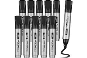 Fuutreo 10 Pack Jumbo Permanent Markers Bulk Large Chisel Tip Permanent Markers Quick Drying Waterproof Big Huge Poster Pens for Office, Logistics Company and More(Black)