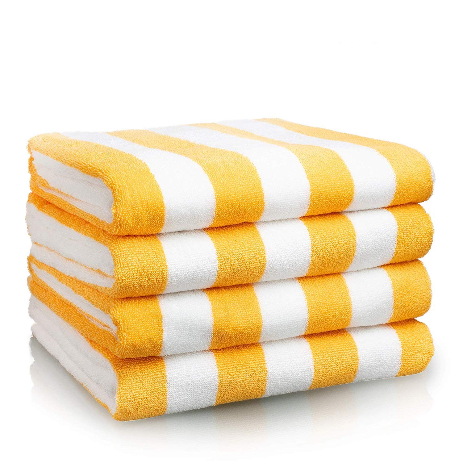 Canoo Outdoors Beach Towel Premium Large Beach Towel 30 X 70 Inches Cabana Stripe Pool Towels 100 Cotton Oversized Towel Yellow 4 Pack