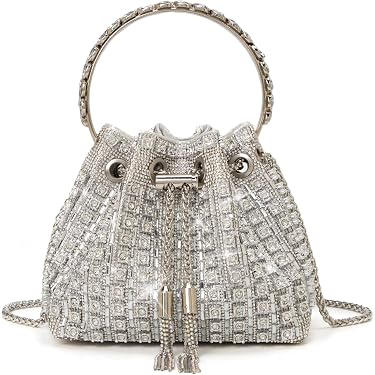 Bolso De Mano Plateado Con Lentejuelas | Tamaño 18x30x7 Cm, Correa Desmontable | Ideal Para Fiestas, Bodas Y Eventos Especiales