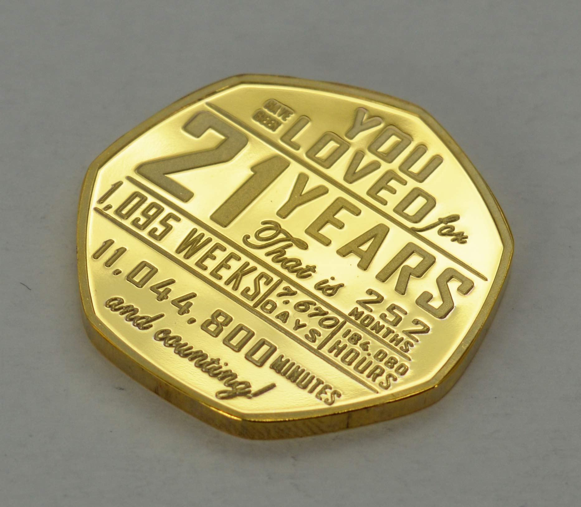 The Commemorative Coin Company 21st Birthday 24ct Gold Commemorative. Gift/Present Congratulations/Party/Celebration/Ideas. Celebrating 21 Years