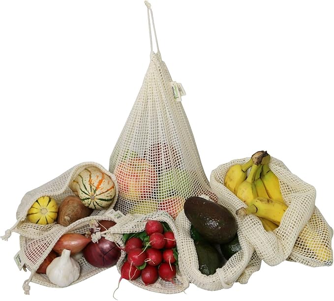 Simple Ecology Reusable Organic Cotton Mesh Grocery Shopping Produce