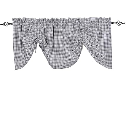 Home Collections by Raghu 72x36 Houndstooth Gray-Black Gathered Valance