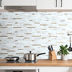 AULIGET 20 Sheets Faux Stone White Marble Peel and