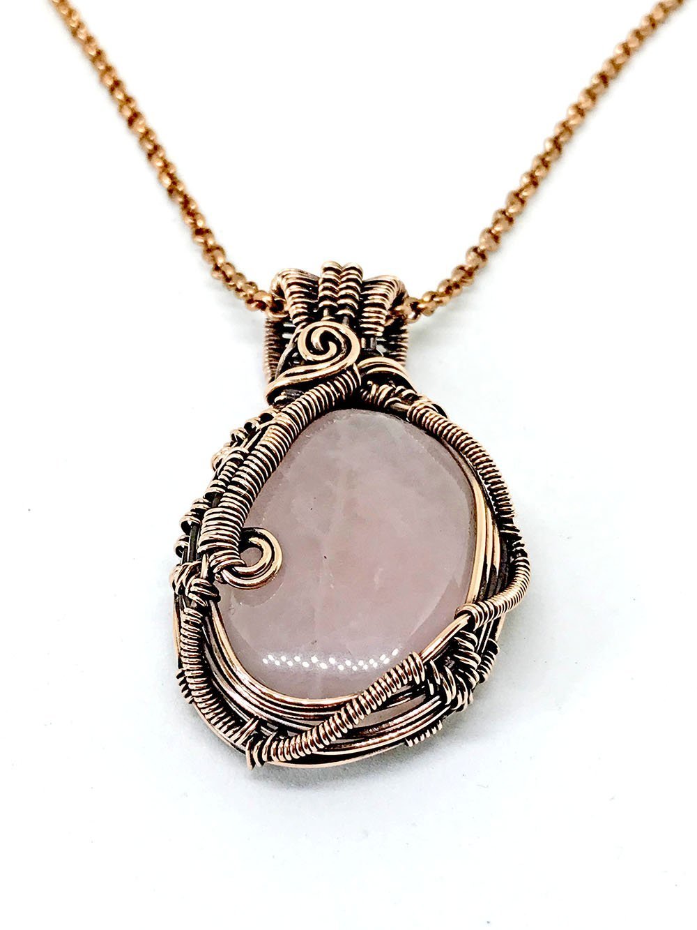 rose quartz pendant, quartz necklace 