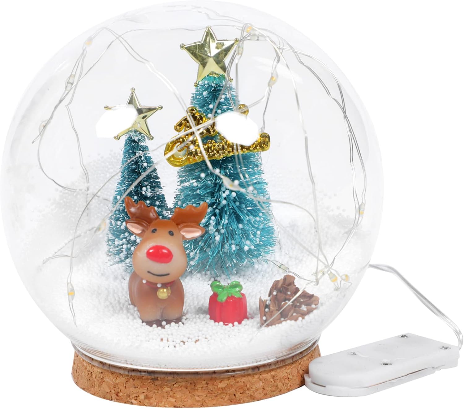 Snow Globes - Christmas Snow Globe Decorations Reindeer Christmas Tree Glass Dome Led Snow Globe Kit Music Box Christmas Rose Gift Birthday Gifts Valentines Day Gifts for Her