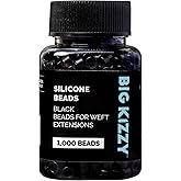 Big Kizzy 1000pcs Black Silicone Lined Microlink Beads for Weft Hair Extensions, 5.0mm for invisible extension application