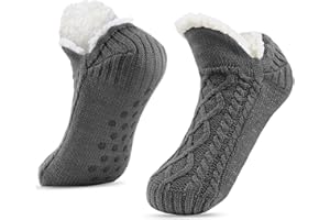 SIMIYA Men's Winter Slipper Socks with Grippers – Warm, Fuzzy, Fleece-Lined, Non-Slip, Cozy & Thick for Cold Weather Comfort