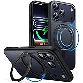 JETech 360 Degree Rotatable Ring Case for iPhone 17 Pro Max 6.9-Inch with Camera Control Button, Compatible with MagSafe, Slim Shockproof Phone Cover with Stand & Ring Holder (Black)