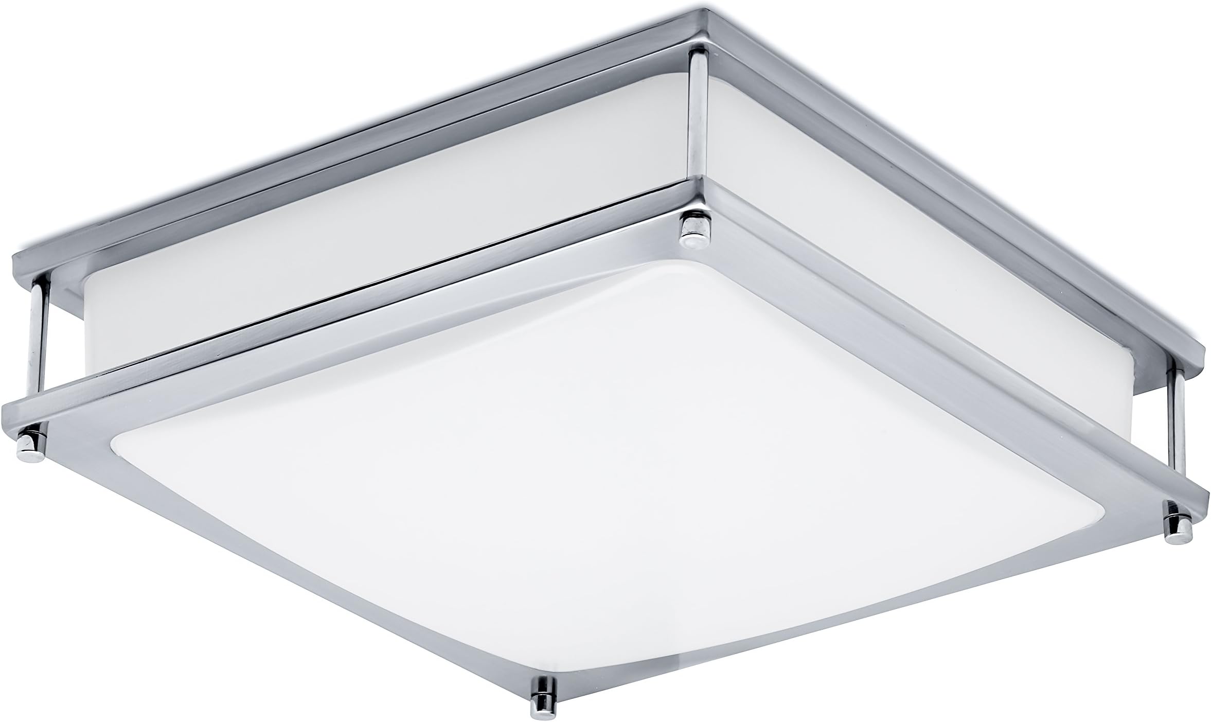 Green Beam LED Light Fixture, Flush Mount Light Fixture, Brushed Nickel Light Fixture, Kitchen Light Fixtures, Square Bathroom Ceiling Light Fixture, 15W, 3000K Warm Light, 1050 Lumens, 12 Inch