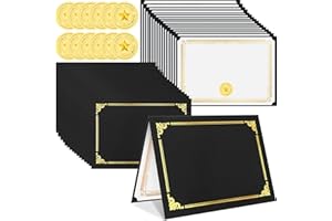 ZSMKJIAYE 90 PCS Certificate Kit Includes 30 PCS Certificate Holders 30 PCS Certificate Papers 30 PCS Gold Foil Award Seals Stickers Diploma Covers Graduation Competition Supplies (Black)