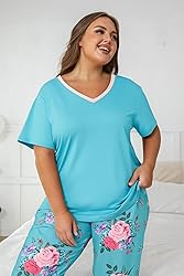 Vozanet Women's Pajama Sets Short Sleeve with Long