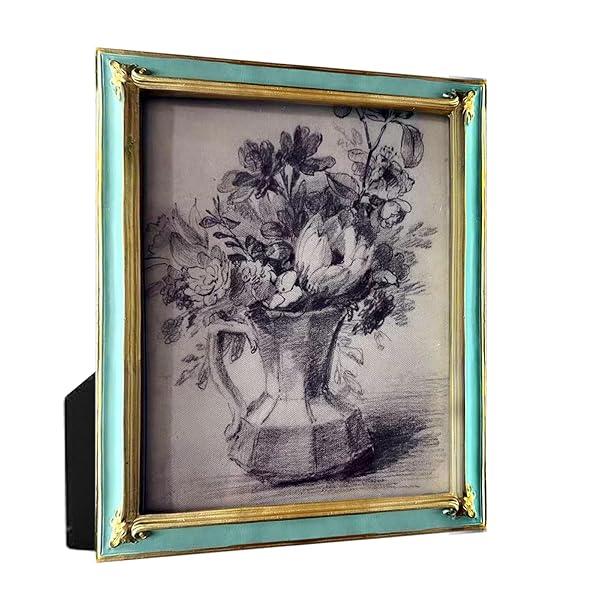 JINHUANG 8X10 INCH VINTAGE PICTURE FRAME, ELEGANT ANTIQUE PHOTO FRAME WITH GLASS FRONT, ANTIQUE ORNATE PHOTO FRAME DESKTOP AND WALL HANGING OLD FASHIONED STYLE (GOLD & GREEN)