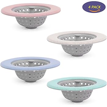 Lot De 4 Bouchons De Bonde Pour évier En Silicone Et Inox - Couleur Rouge, Anti-déchets De Cuisine